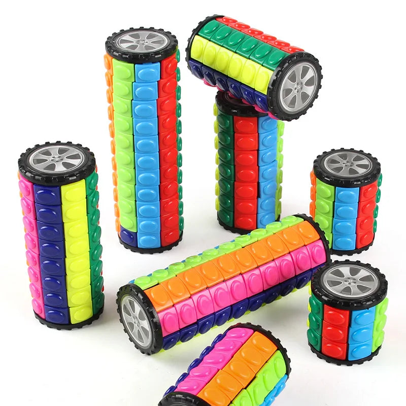 Creative 3D Rotating Slid Cube Puzzle Color Tower Decompression Novel Cube Child Puzzle Toy Parent-child Montessori Prop Gift
