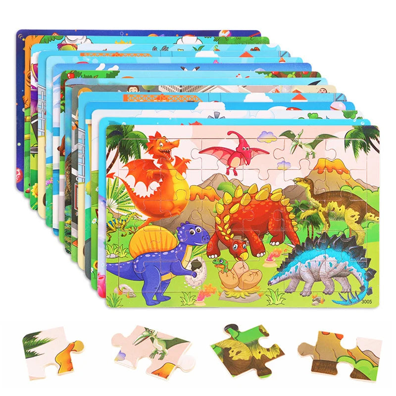 Puzzle 3D Montessori Animaux en Bois - 30 Pièces