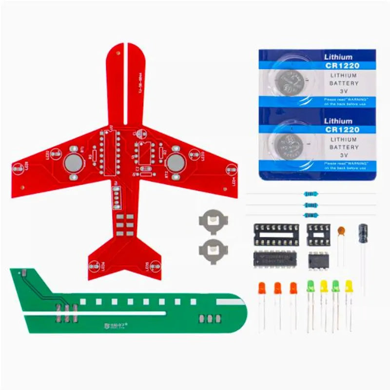 DIY Airplane Electronic Kit LED Flashing Simulate Aircraft Suite Soldering Project Practice For STEM School Student Learning