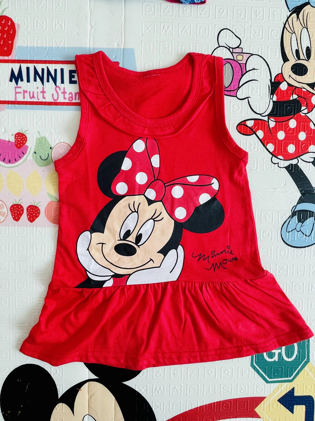 Robe Fille Minnie Rouge Coton Été