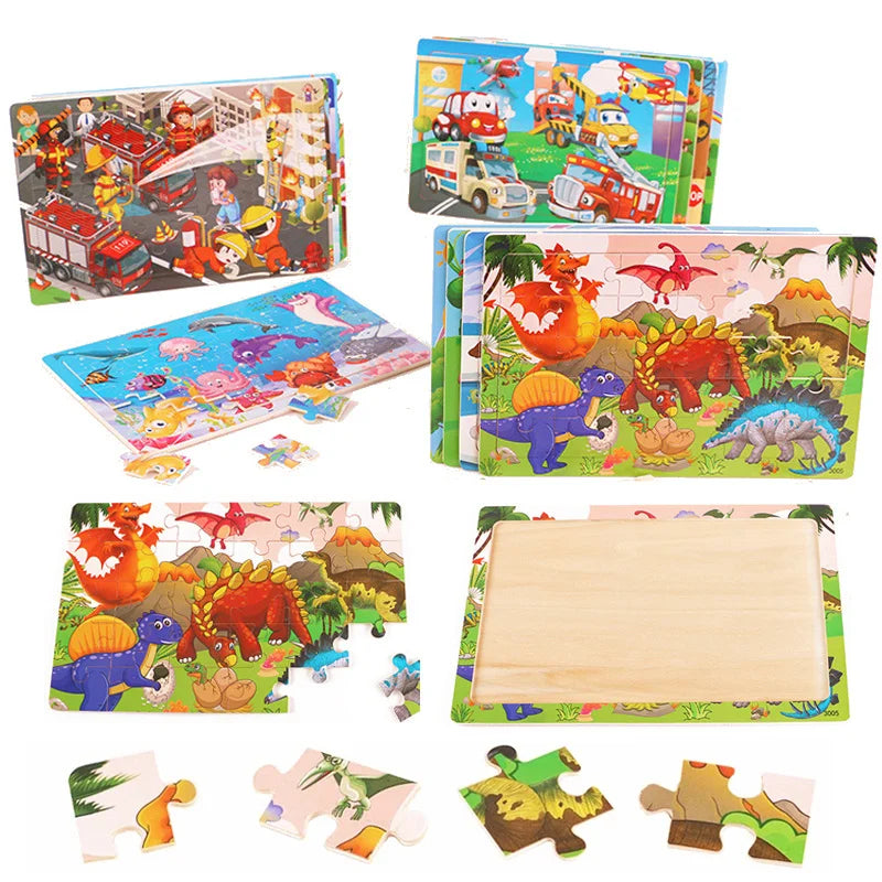 Puzzle 3D Montessori Animaux en Bois - 30 Pièces