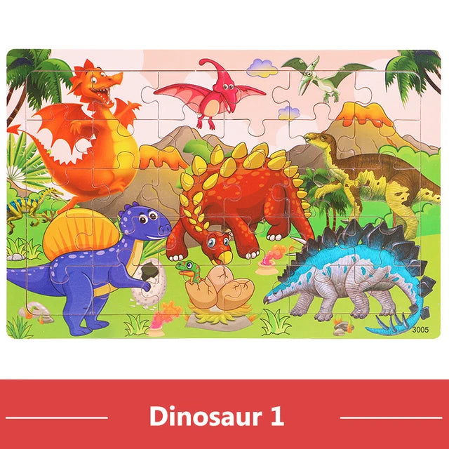Puzzle 3D Montessori Animaux en Bois - 30 Pièces