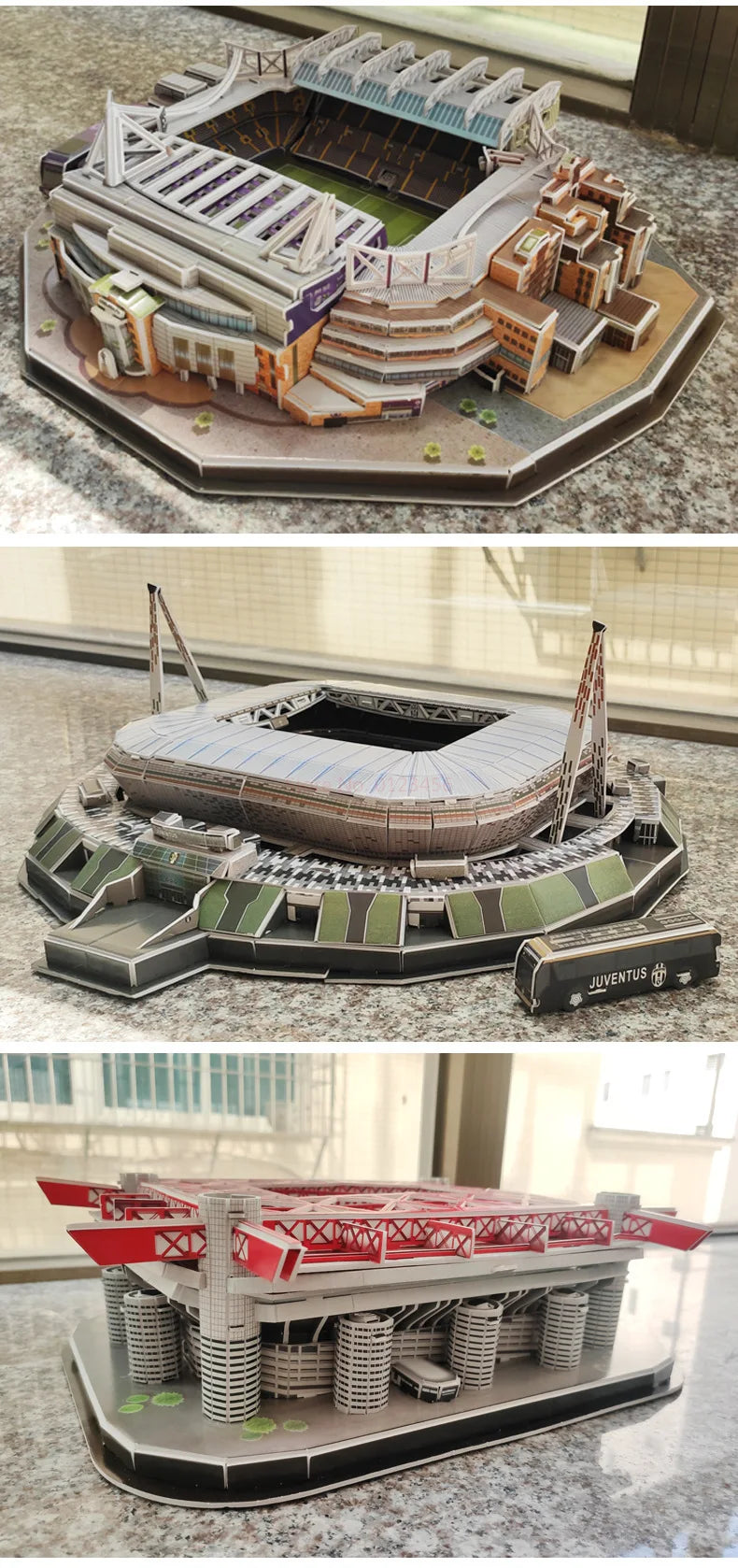 3D Football Field Puzzles Camp Nou Soccer Building Blocks Court Bernabeu Stadium Ground Old Trafford Pitches Model Assemble Toys