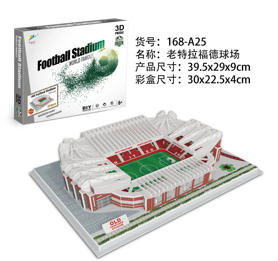 3D Football Field Puzzles Camp Nou Soccer Building Blocks Court Bernabeu Stadium Ground Old Trafford Pitches Model Assemble Toys
