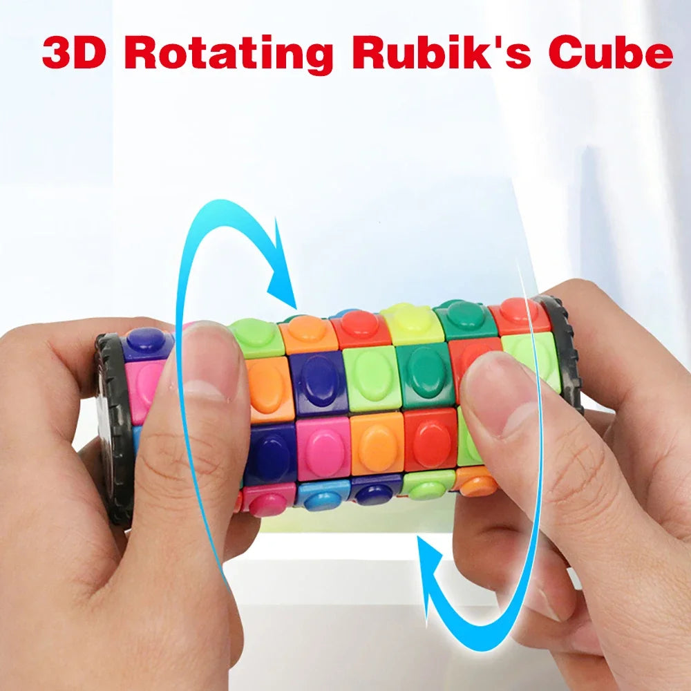 Creative 3D Rotating Slid Cube Puzzle Color Tower Decompression Novel Cube Child Puzzle Toy Parent-child Montessori Prop Gift