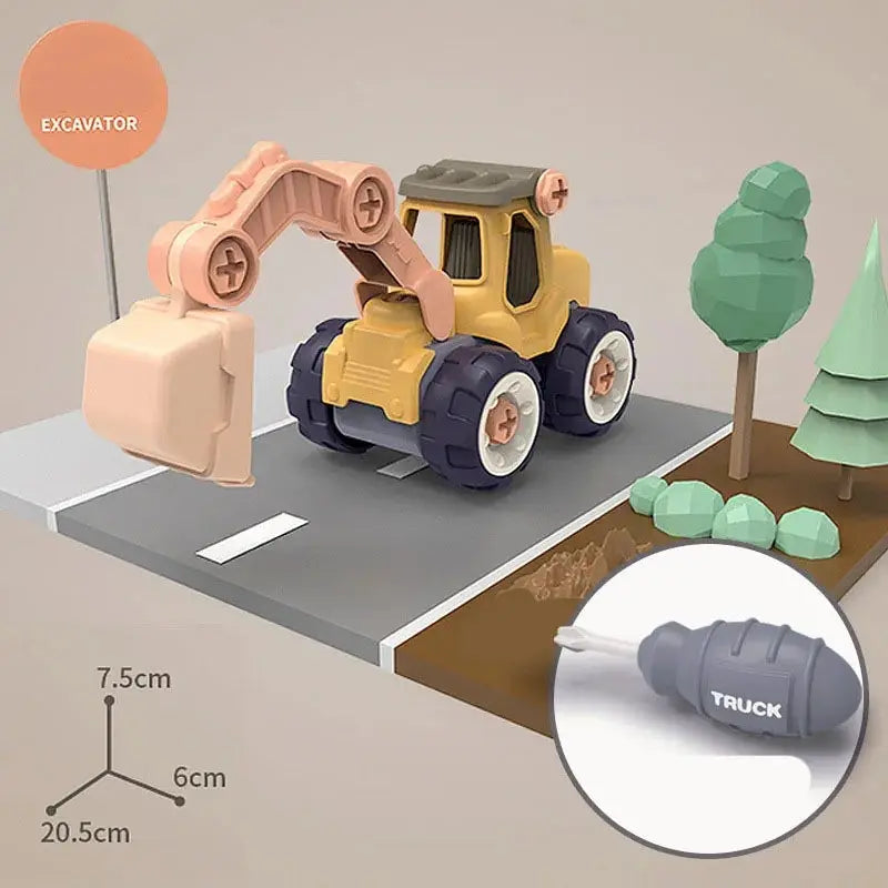 STEM Construction Kit for Kids 5-12 DIY Excavator Engineering Toys with Tools, Educational Building Gift (Screwdriver Included)