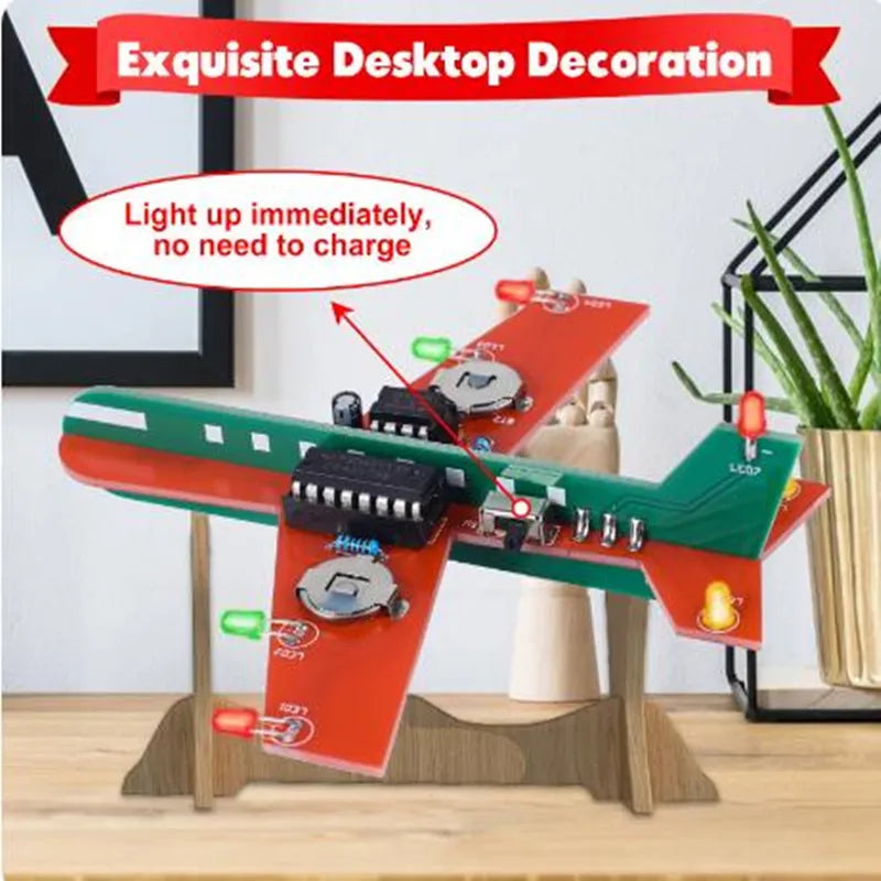 DIY Airplane Electronic Kit LED Flashing Simulate Aircraft Suite Soldering Project Practice For STEM School Student Learning
