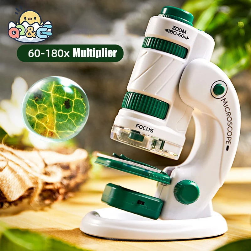 Kid Science Experiment Pocket Microscope Toy Kit 60-120x Educational Mini Handheld Microscope with Light Children STEM Toys Gift