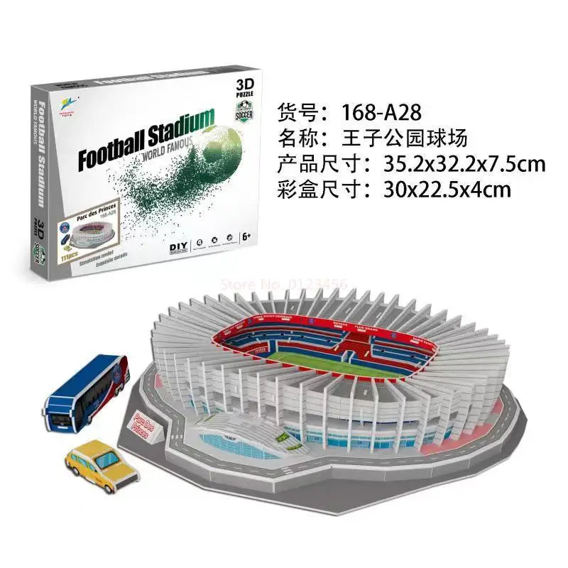 3D Football Field Puzzles Camp Nou Soccer Building Blocks Court Bernabeu Stadium Ground Old Trafford Pitches Model Assemble Toys