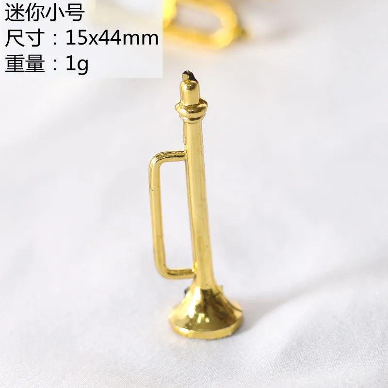 Miniature Saxophone Classical Musical Instruments Model Dollhouse Mini Musical Ornaments Christmas Gifts Accessories Home Decor