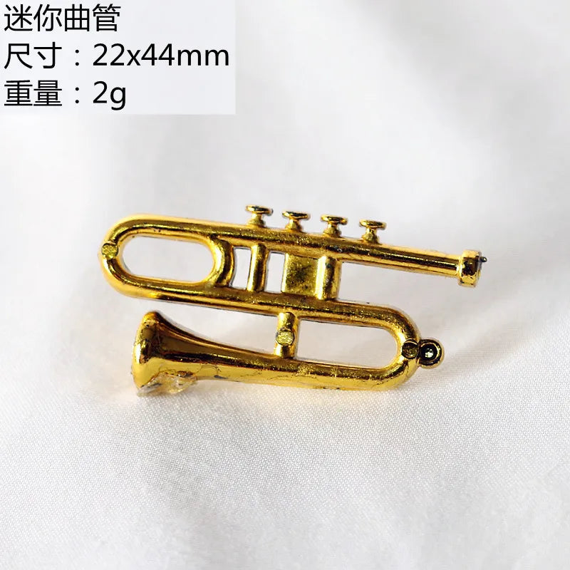 Miniature Saxophone Classical Musical Instruments Model Dollhouse Mini Musical Ornaments Christmas Gifts Accessories Home Decor