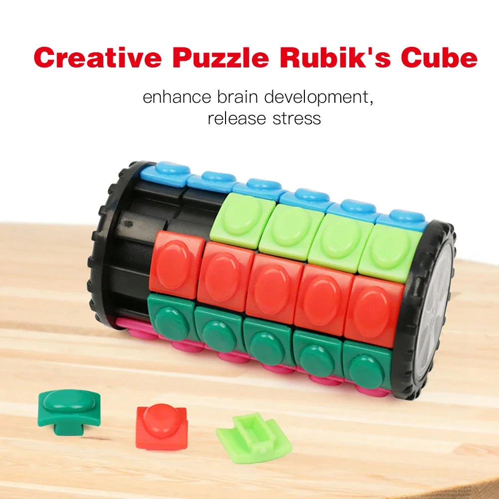 Creative 3D Rotating Slid Cube Puzzle Color Tower Decompression Novel Cube Child Puzzle Toy Parent-child Montessori Prop Gift