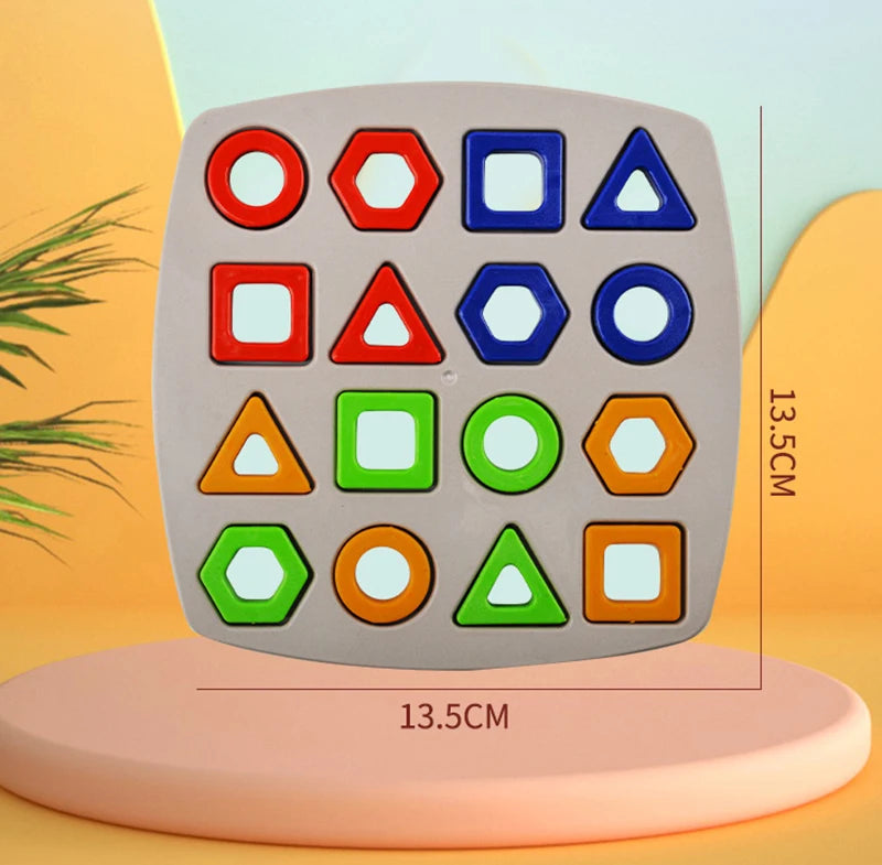 Geometric Puzzles Shape Color Matching Board Preschool Educational Toys Kids Brain Teaser Puzzle Logic Game with Card