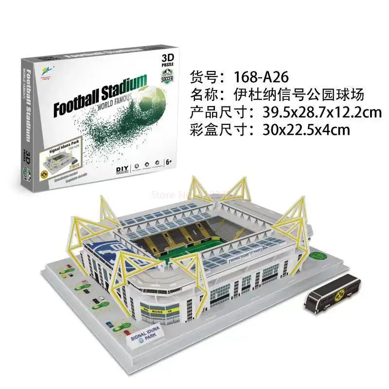 3D Football Field Puzzles Camp Nou Soccer Building Blocks Court Bernabeu Stadium Ground Old Trafford Pitches Model Assemble Toys
