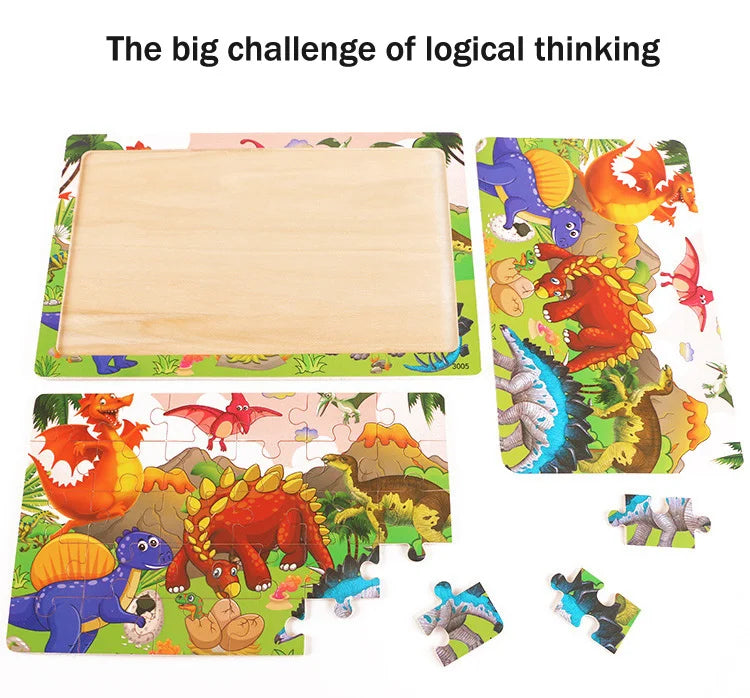 Puzzle 3D Montessori Animaux en Bois - 30 Pièces