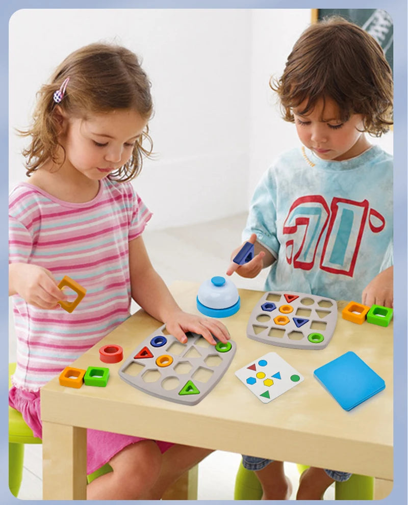 Geometric Puzzles Shape Color Matching Board Preschool Educational Toys Kids Brain Teaser Puzzle Logic Game with Card