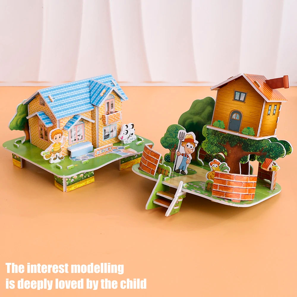3D Three-dimensional Building Puzzle Model Toys DIY Handmade Paper Puzzle Building Blocks Educational Toy Gifts for Children