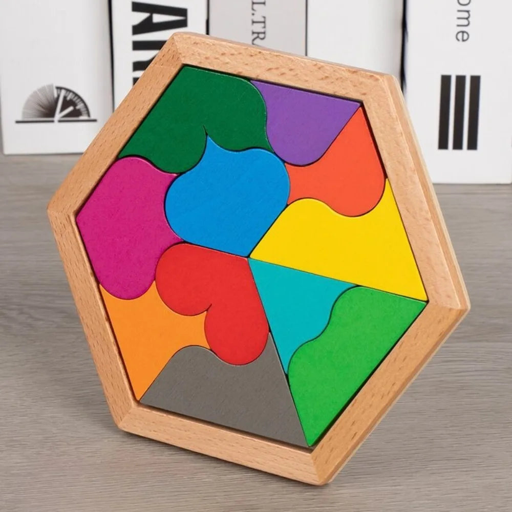 Wooden Geometric Shape Jigsaw Board Puzzles Kids Brain Teaser Non Toxic Wood Toys for Children Educational Puzzle Toys