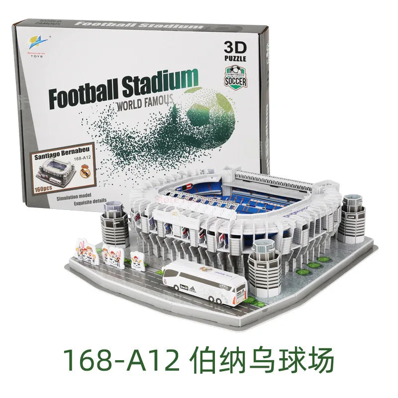 3D Football Field Puzzles Camp Nou Soccer Building Blocks Court Bernabeu Stadium Ground Old Trafford Pitches Model Assemble Toys