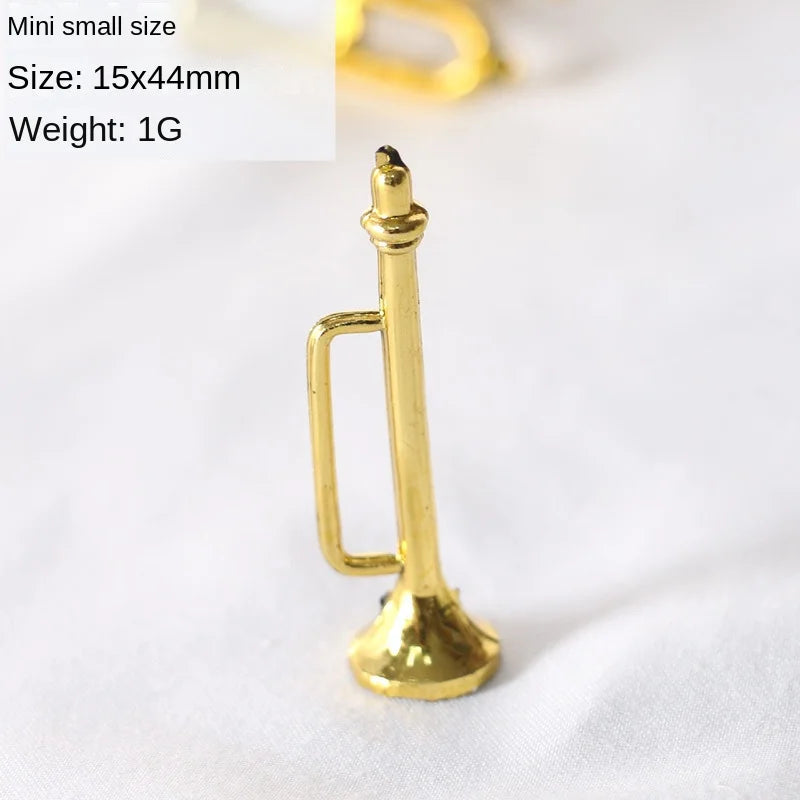 Miniature Saxophone Classical Musical Instruments Model Dollhouse Mini Musical Ornaments Christmas Gifts Accessories Home Decor