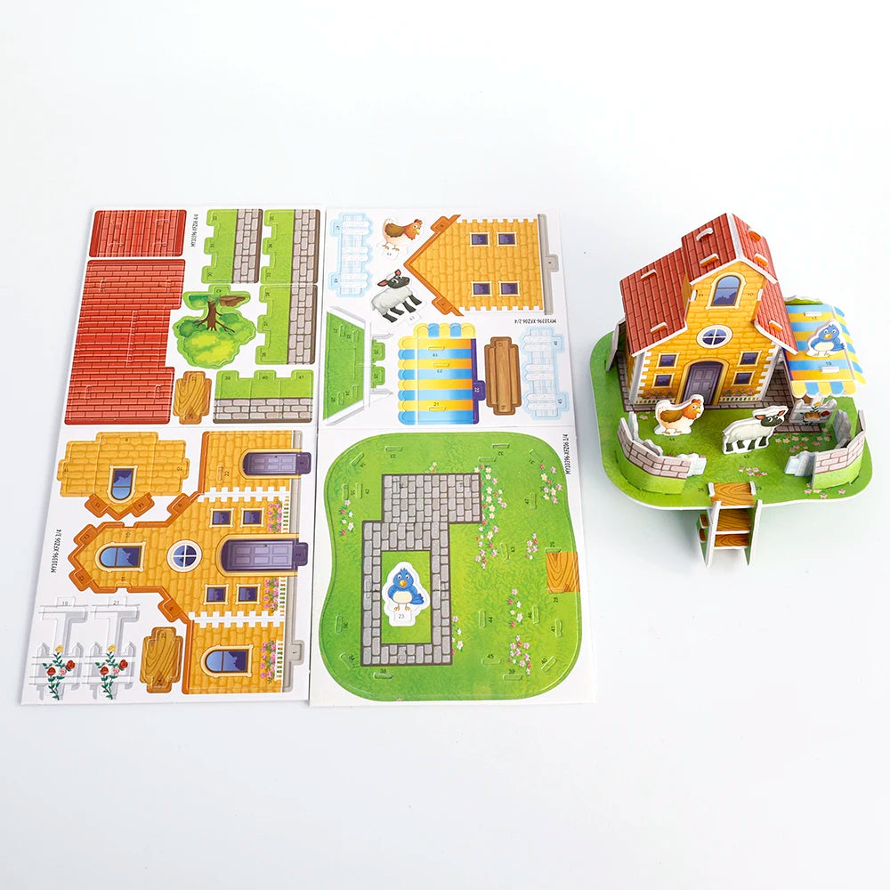 3D Three-dimensional Building Puzzle Model Toys DIY Handmade Paper Puzzle Building Blocks Educational Toy Gifts for Children