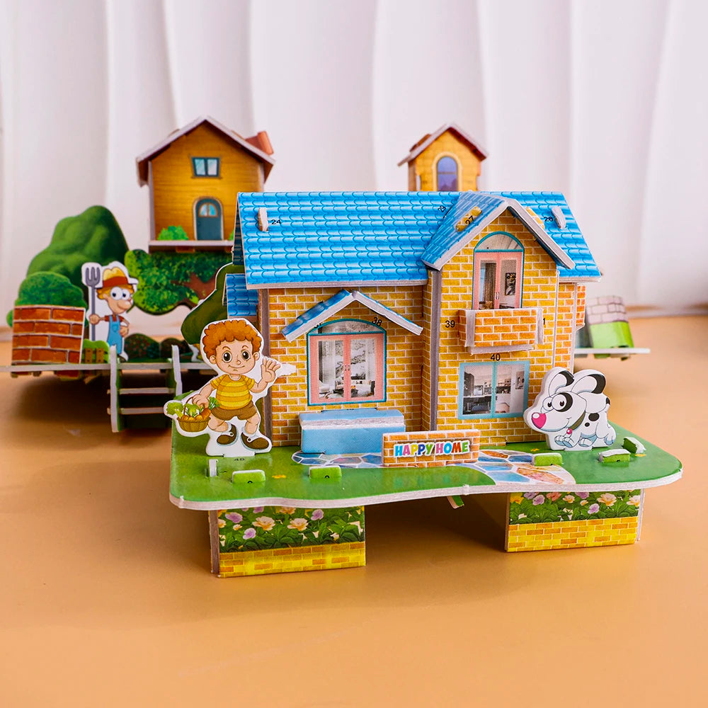 3D Three-dimensional Building Puzzle Model Toys DIY Handmade Paper Puzzle Building Blocks Educational Toy Gifts for Children