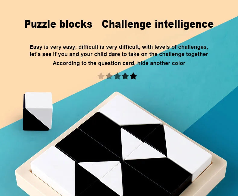Block Puzzle, with Storage Tray Hidden Geometric Shape Pattern Jigsaw 3D Logic Thinking Training Desktop Game Toys