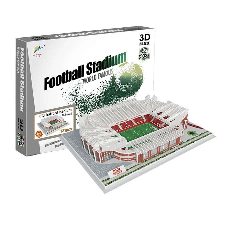 3D Football Field Puzzles Camp Nou Soccer Building Blocks Court Bernabeu Stadium Ground Old Trafford Pitches Model Assemble Toys