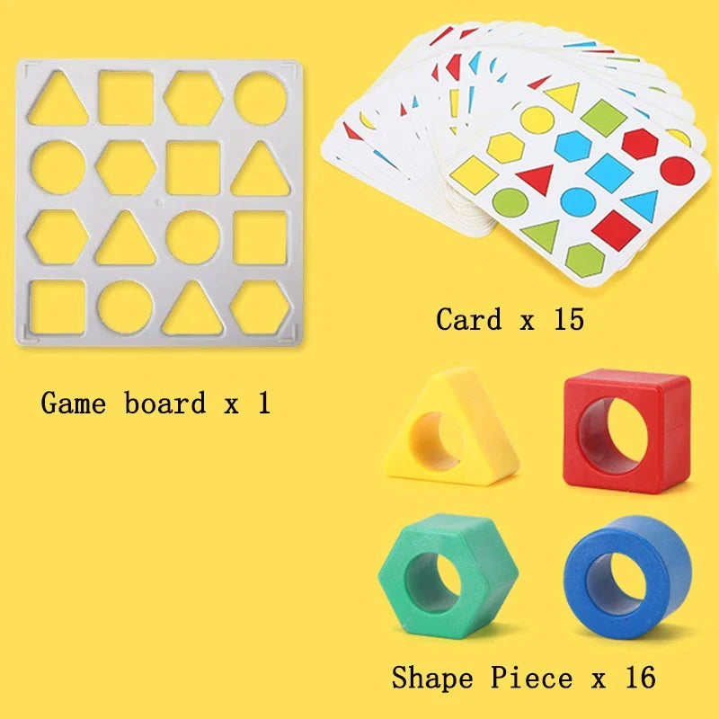 Geometric Puzzles Shape Color Matching Board Preschool Educational Toys Kids Brain Teaser Puzzle Logic Game with Card