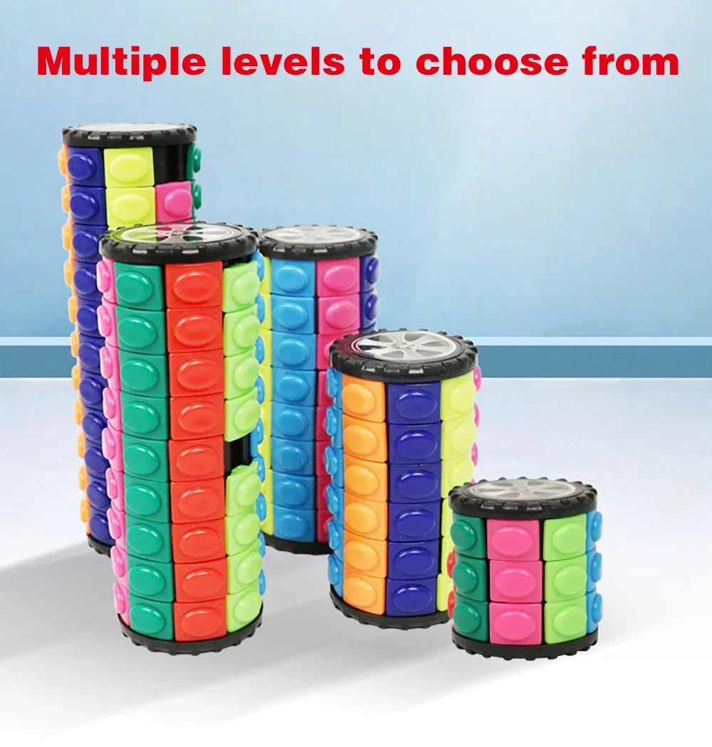Creative 3D Rotating Slid Cube Puzzle Color Tower Decompression Novel Cube Child Puzzle Toy Parent-child Montessori Prop Gift